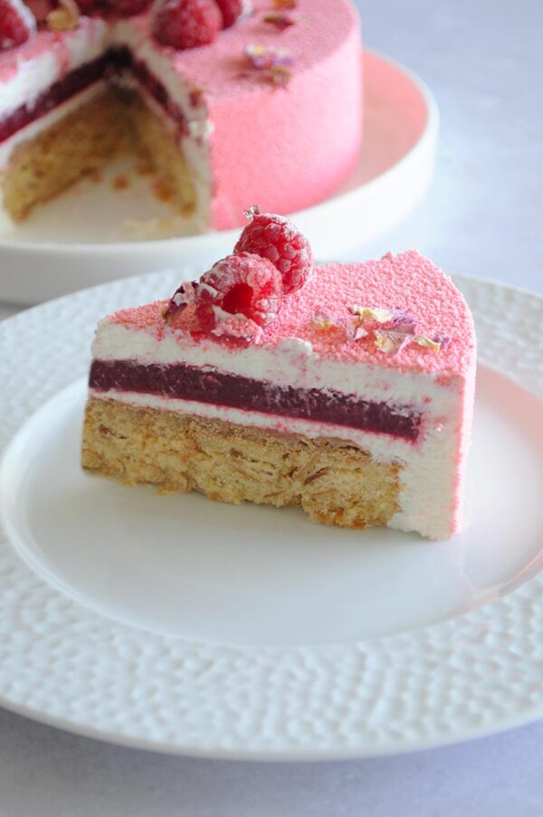 Entremets framboises & rose