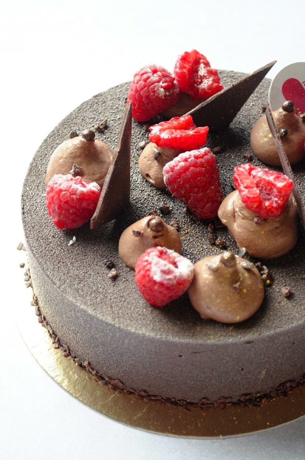 Entremets chocolat framboise